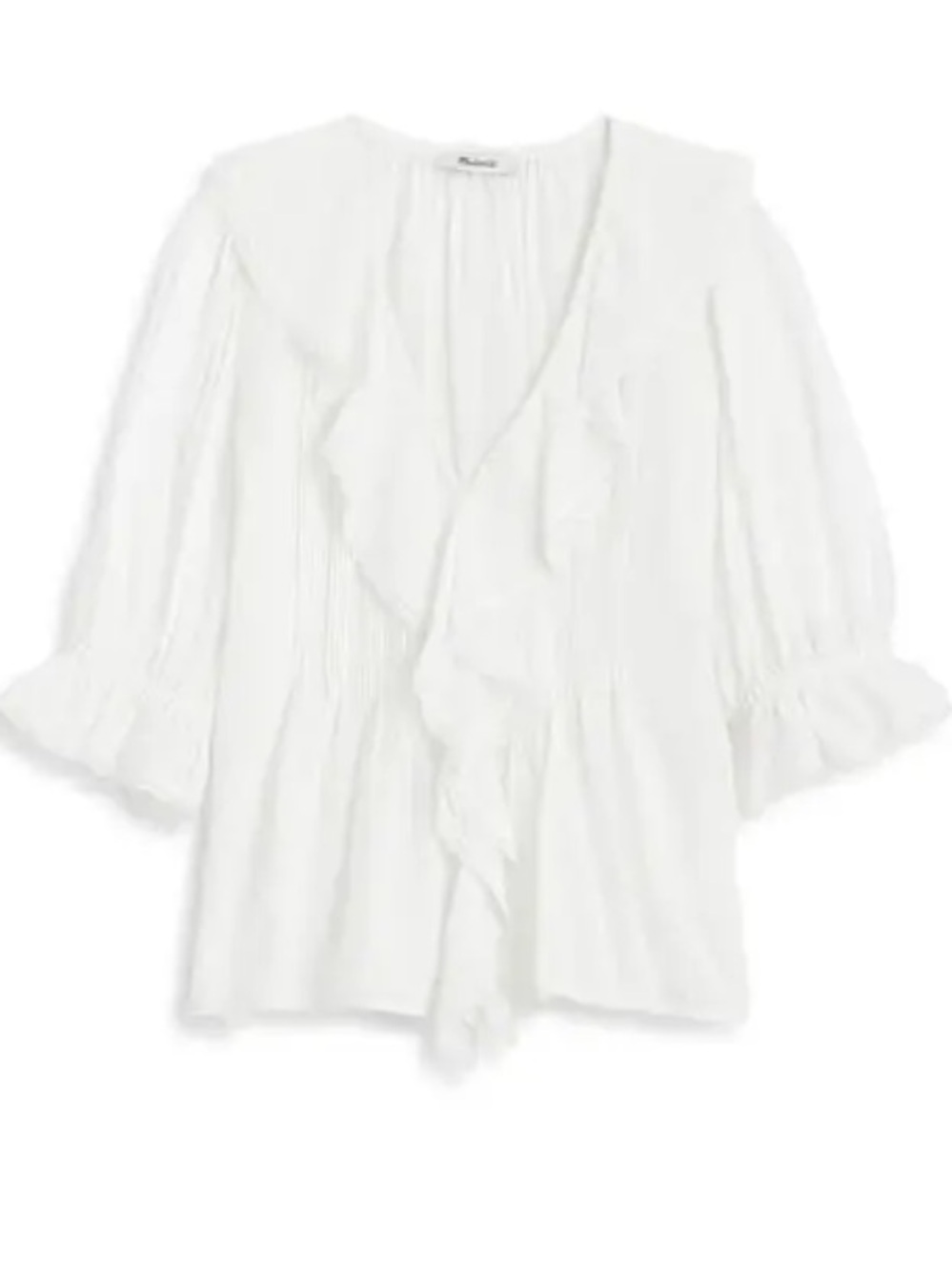 Madewell ruffle puff sleeved top - Picture 4 of 8